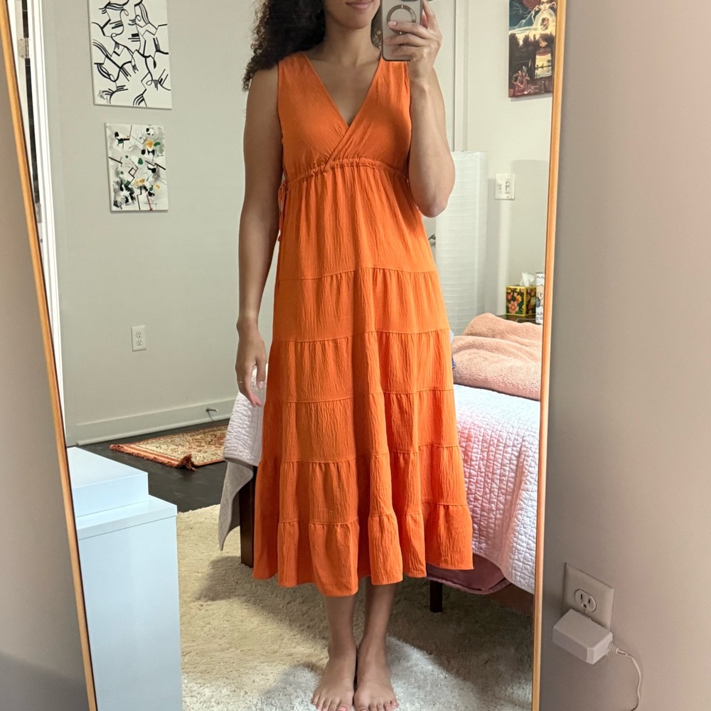 Max Studio Orange Sleeveless V-Neck Sundress
